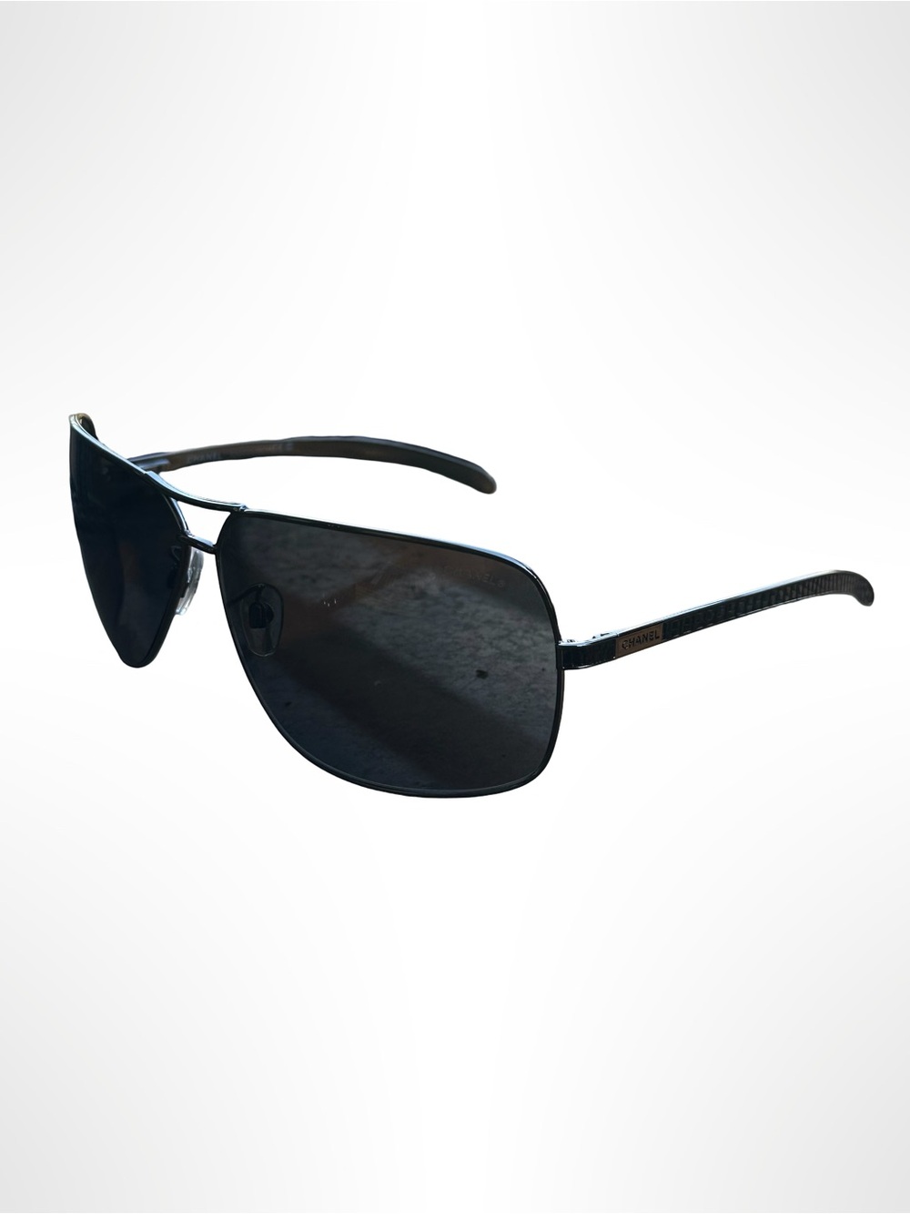 Chanel Vintage Metal Leather Aviator Sunglasses (4141-Q c.108/87)